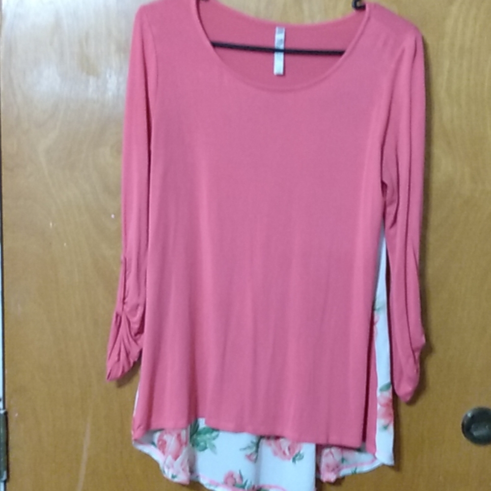 Medium pink floral blouse